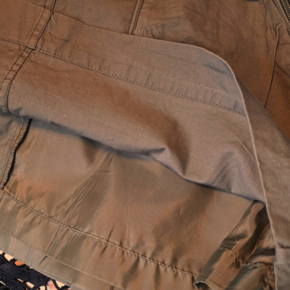 H&M LOGG Olive Green Cargo Mini Skirt Women 12 Utility Pockets Lined Casual - Picture 8 of 11